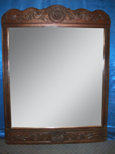 Grand miroir en bois naturel sculpt