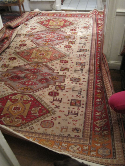 Grand tapis fond crme